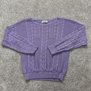 Vintage Cuddle Knit Sweater Womens Medium Purple Open-Knit Lightweight Sheer